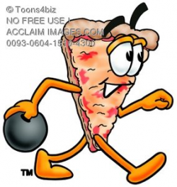Stock Clipart Image of a Cartoon Pizza Character Bowling