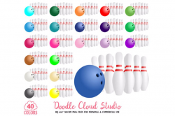 40 Colorful Bowling Clipart Sport