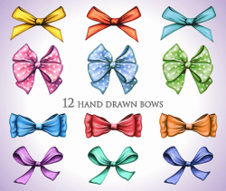 Bow Clip Art, Hand Painted Watercolor Gift Bows Clipart, 12 Ribbon ...