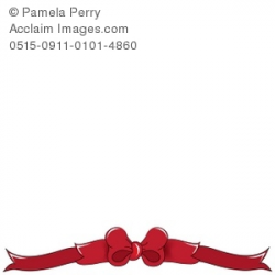 Clip Art Illustration of a Red Bow Holiday Border