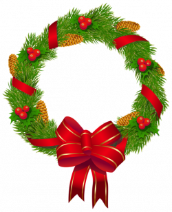 Christmas Wreath with Ornaments and Red Bow Clipart PNG Image | New ...
