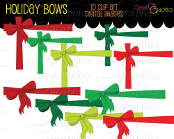 Christmas Bow Digital Clip Art Christmas Printable Clipart Clip Art ...