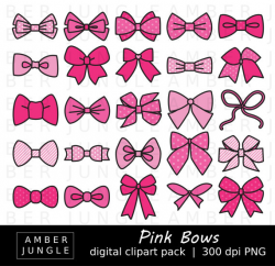 Pink Bows Clipart - 35 Bow Images - Instant Download - Bow Clip Art ...