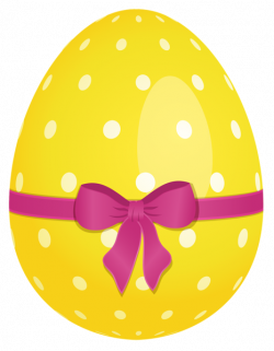 Yellow Dotted Easter Egg with Pink Bow PNG Clipart | Easter clip ...