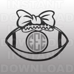 Football Monogram with Bow SVG File,Football SVG File-Vector Clip ...