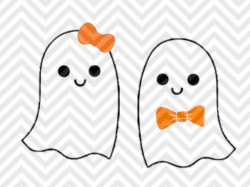 Cute Ghost Halloween Girl Boy Bowtie Bow SVG and DXF Cut ...