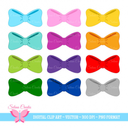 Hair Bow Clipart Set, Digital Clipart, Bows, Bow Tie, Vector, PNG ...