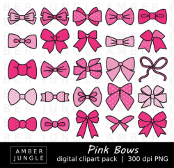 Pink Bows Clipart - 35 Bow Images - Instant Download - Bow ...