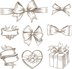 Hand+Drawn+Bow | Free EPS file Hand drawn ribbon bow and gift boxes ...