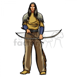 Native American holding a bow and arrow clipart. Royalty-free clipart #  154467