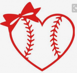 Baseball/ Softball Heart with bow Yeti Decal