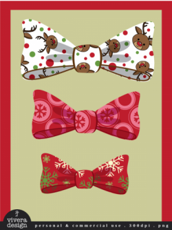 Digital Clip Art - Christmas Bows - 20 Bows with Christmas Patterns ...