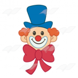 Abeka | Clip Art | Clown Face—with small eyes, blue hat and red bow tie