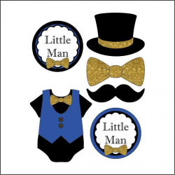Little Man Diaper Cake Topper Decoration, Royal Blue and Gold | Chic ...