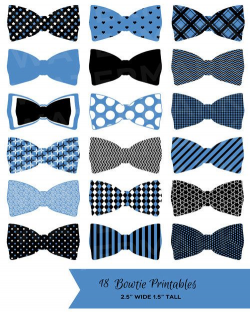 18 Black Blue and White Bowtie Printables: Tags / Labels / Cupcake ...