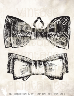 Vintage Manly Bow Ties Printable Clip Art Digital JPGs & PNG