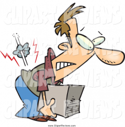 Clip Art of a Cartoon White Man Hurting His Back While Picking up a ...
