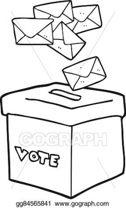 Vector Art - Black and white cartoon ballot box. Clipart Drawing ...