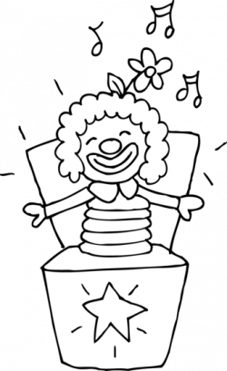 Colorable Jack in the Box Toy - Free Clip Art
