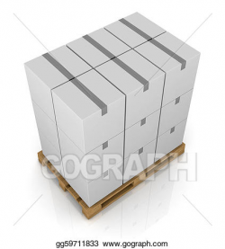 Drawing - Pallet and carton box. Clipart Drawing gg59711833 - GoGraph