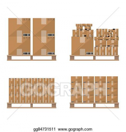 Vector Art - Brown carton box wooden pallet. Clipart Drawing ...
