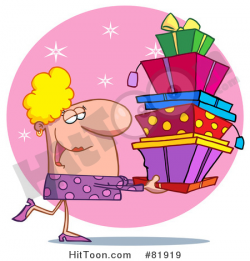 Shopping Clipart #81919: Female Christmas Shopper Carrying Stacked ...