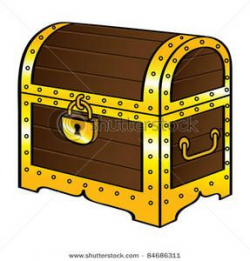 Clip Art Image: Trunk Chest Gold Treasure Wood Old Vintage ...