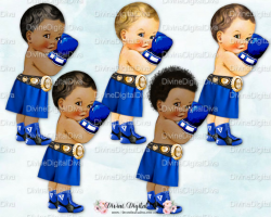 Little Prince Vintage Baby Boy Boxer | Blue Shorts Gloves & Gold ...