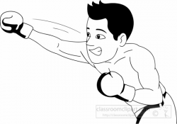Sports Clipart- black-white-boxing-man-punching-in-boxing-match ...