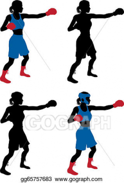 EPS Illustration - Female boxer boxing. Vector Clipart gg65757683 ...