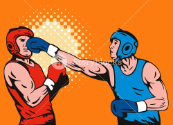 Boxer Connecting Knockout Punch Royalty-Free Stock Image - Storyblocks