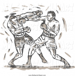 Sports Clip Art of a Green Sketch of Two Boxers by patrimonio - #3915