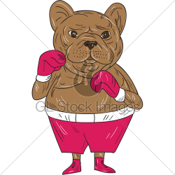 French Bulldog Boxer Boxing Stance Cartoon · GL Stock Images