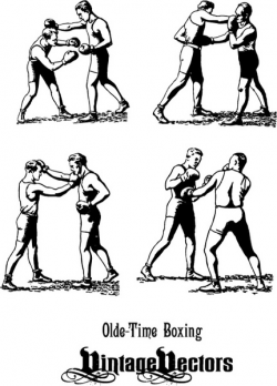 Olde-Time Boxers in Classic Boxing Stances, Punching Free vector in ...