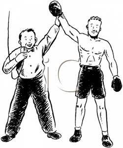 Clipart Picture: A Referee Announcing a Winner of a Boxing Match