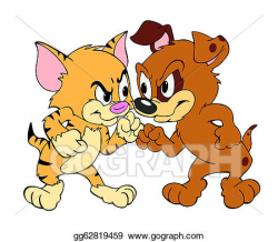 Stock Illustration - Cat & dog fight. Clip Art gg62819459 - GoGraph