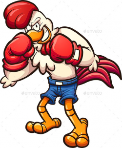 Cartoon boxer chicken. Vector clip art illustration with ...