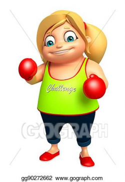 Drawing - Kid girl with boxing gloves. Clipart Drawing gg90272662 ...