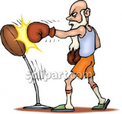 Old Man Boxing - Royalty Free Clipart Picture