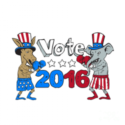 Vote 2016 Donkey Boxer And Elephant Mascot Cartoon Digital Art by ...