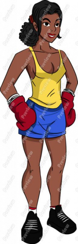Female Boxer Clip Art - Royalty Free Clipart - Vector Cartoon Drawing