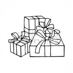 Three Black and White Gift Boxes with Bows clipart. Royalty-free clipart #  143459