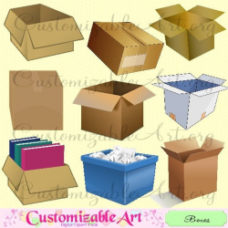 Moving Boxes Cardboard Box Clipart Digital Clip Art Open