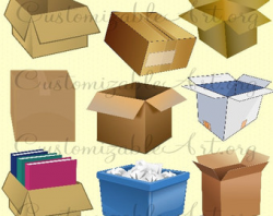 50% OFF Box Clipart Moving Boxes Clip art Cardboard Boxes