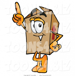Illustration of a Cartoon Packing Box Mascot Pointing Upwards by ...
