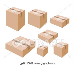 Vector Art - White labels on blank brown cardboard boxes. Clipart ...