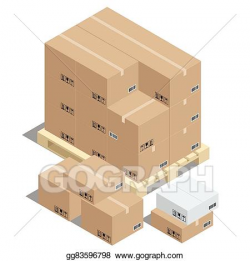 Vector Stock - Group of stacked cardboard boxes on wooden pallets ...