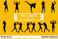 Man Boxing silhouette, Male Boxing clipart