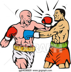 Drawings - Two men boxing left hook punch. Stock Illustration ...