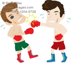 Clipart Illustration of Two Men Boxing